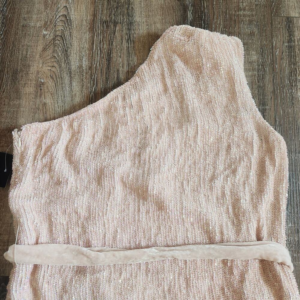 Retrofete Ella Sequin Dress in Taffy Pink Size XL One Shoulder Belt NWT - Picture 6 of 10